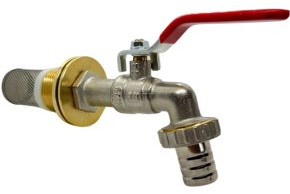 Rainbarrel tap - nickel-plated Brass - 1/2" - 3/4"